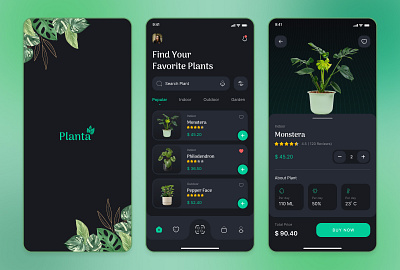 Planta App dribbble gardening graphics design inspirations logo mobile mockups plant prototyping uiux visual design