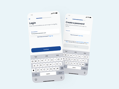 Log In and Create password page app black branding create password design figma finance fintech illustration log in logo mobile app onboarding register sign in sign up typing ui ux welcome screen