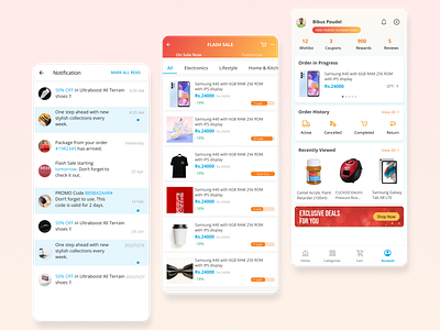 E-commerce Mobile APP - Notification, Sale and User Dashboard dashboard ecommerce mobile app modern ui notification online shopping uiux