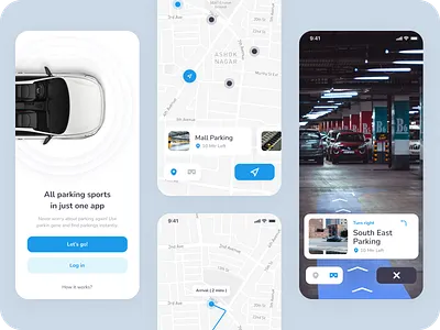 Parking Mobile App Exploration android app app design app uiux booking car app car parking app design find parking gps ios app location mobile app mobile ui parking app parking booking app rent space parking ui uiux ux