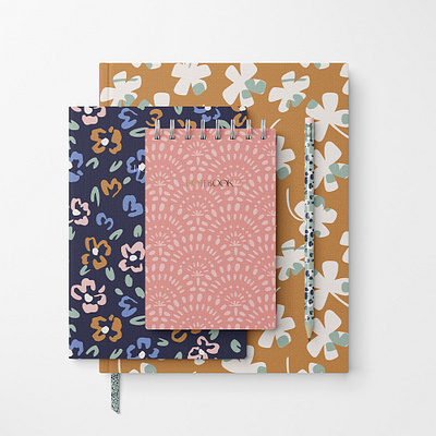 Stationery set botanical collection colourful design floral geometric hand drawn pattern surface design