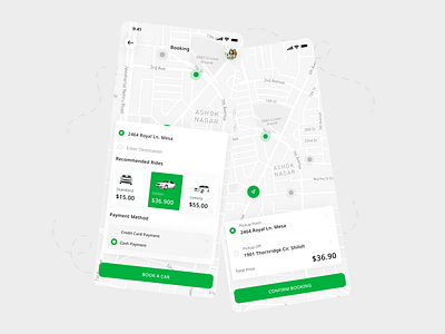 Ride-hailing app Design android app application best shot book booking cab colors confirm design ios mobile ride taxi ui ux