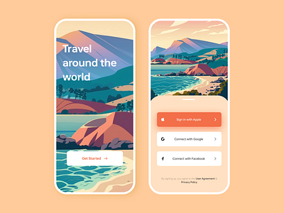 Travel around the world app illustration ui
