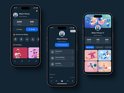 Profile Mobile App app darkmode design flutter ios kit mobile profile reactnative template ui ultimate