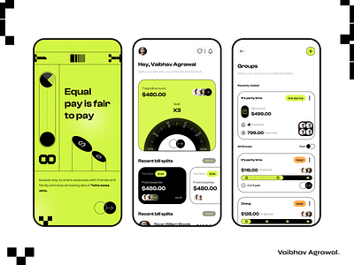 Bill Split App Concept Design app design bill split branding classic clean minimal modern shape split timer ui