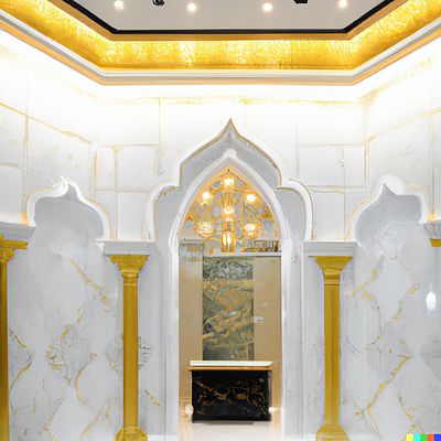White and Gold arabic interiors inspiration 3d graphic design