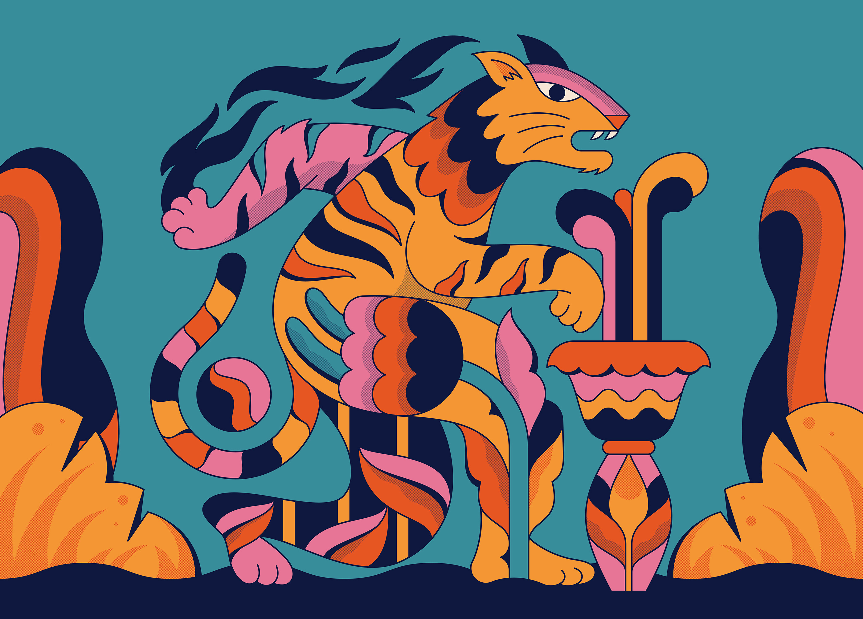 Rock En Seine (Illustration Brand Kit) abstract adobeillustrator brandidentity branding festival illustration illustrationbranding illustrator music musicfestival psychedelic retro shapes summer vintage whimsical