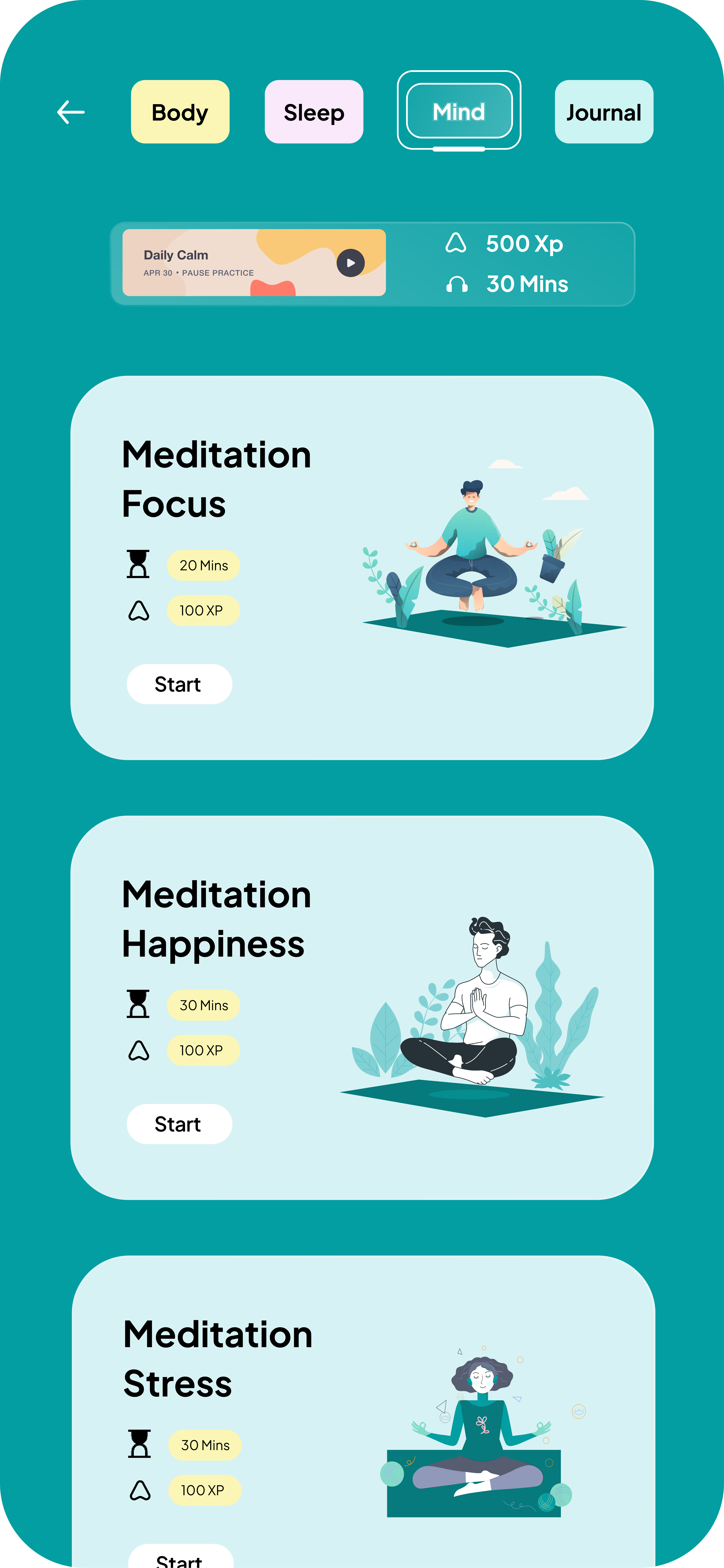 Meditation UI Design meditation app meditation ui ui ui design yoga app yoga ui