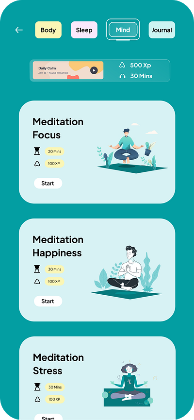 Meditation UI Design meditation app meditation ui ui ui design yoga app yoga ui