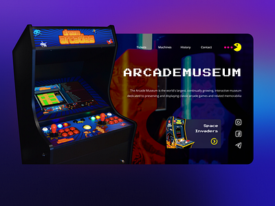 Arcade Museum Landing Page arcade landing neon space invaders ui visual design