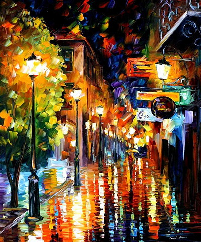 NIGHT CITY COLORS — oil painting on canvas leonidafremov