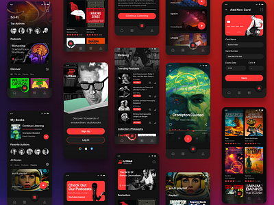 Litrar Audiobooks app audiobooks books dark mode mobile scifi ui visual design