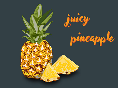 Juicy pineapple. Vector drawing. design dessert digital digital art drawing fruit graphic design green illustration juice juicy meal pineapple pineapple slices product yellow