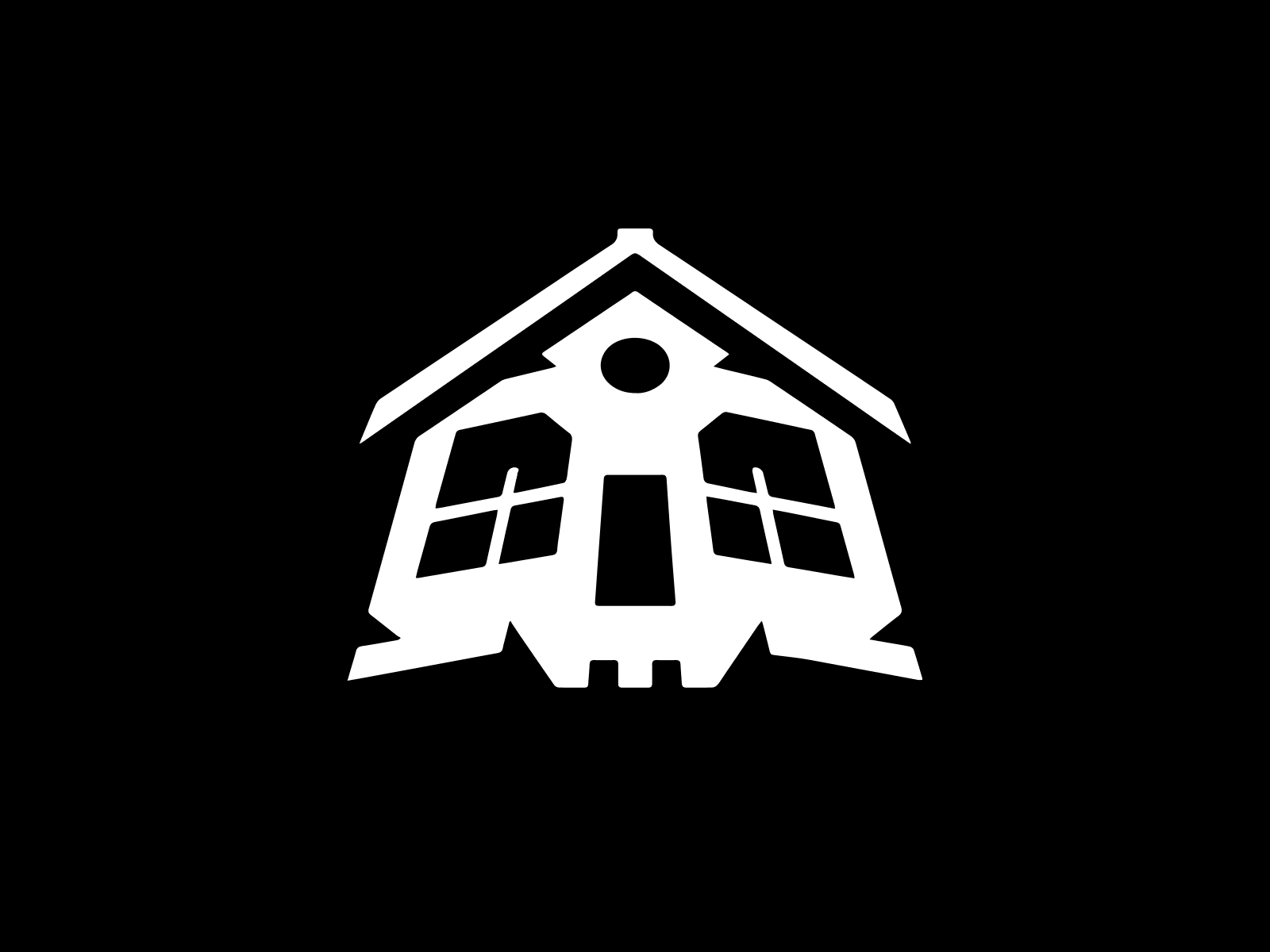 Skull House bones flat halloween house illustration logo moon night scary sharp skull sky stars