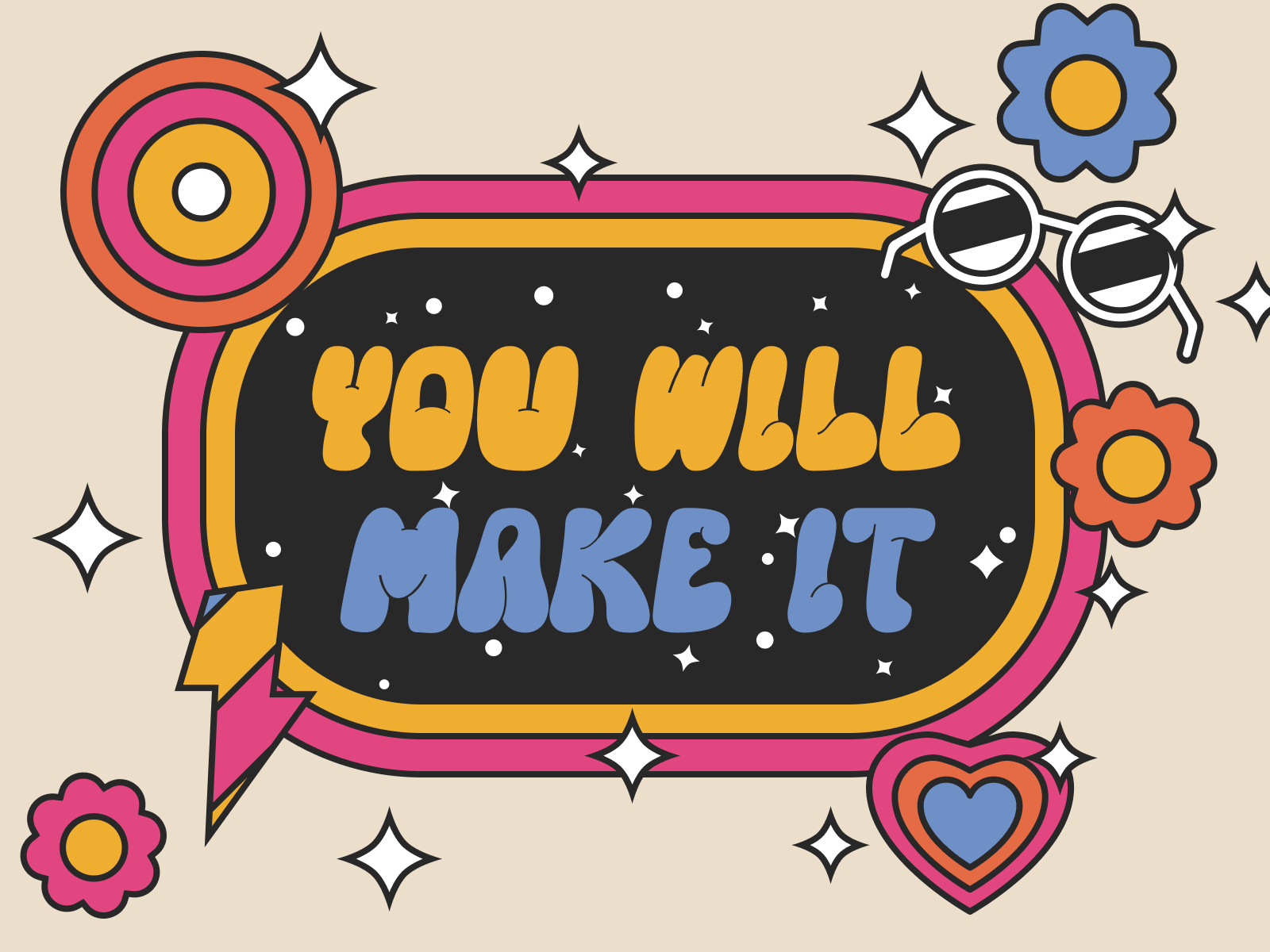 You will make it - animation 90s animation branding brutalism build colors colourful design illustration inspiration minimal motion motion graphics neubrutalism retro wallpaper