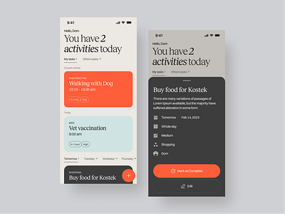 Task management - iOS App activities activity app application bottomsheet design ios management manager mark mobile mobile app modern task trend ui ui design ux vibrant