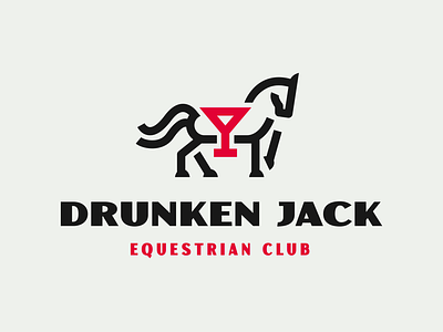 DRUNKEN JACK animals bar branding club design dring graphic design horse horse club illustration linear style logo motion graphics vector wineglass