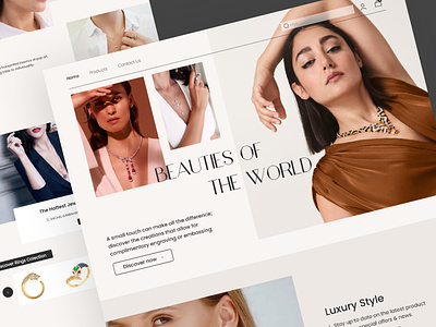 Jewelry online shop 💎 2d 3d beauty branding graphic design jewelry logo luxury minimal motion graphics nudecolor onlineshop product design ui ux website wireframing