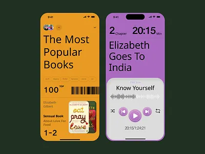 Mobile application for listening to audiobooks app for users books bright colours design large elements listen listening to audiobooks mobile app ui ux