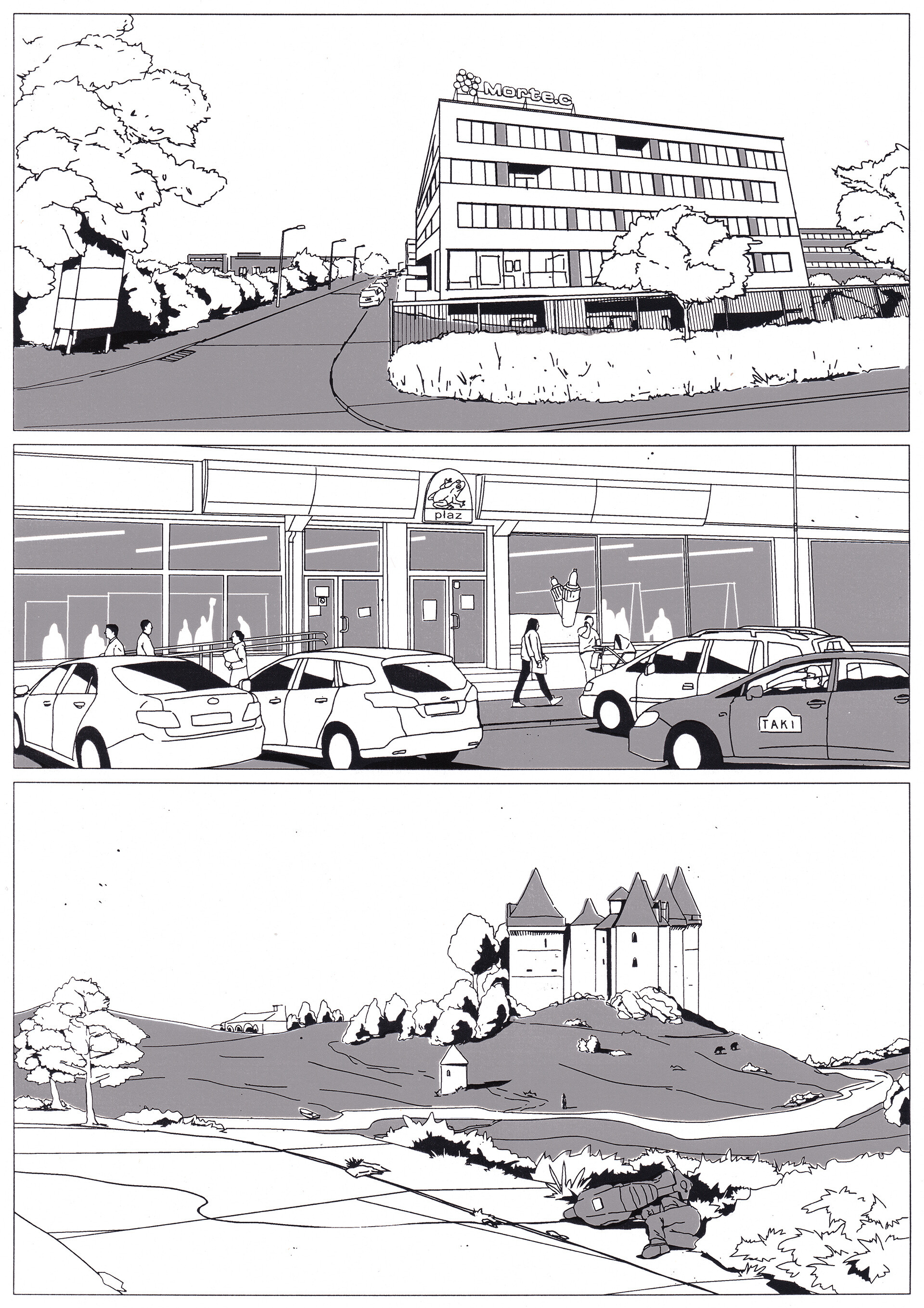 Landschafts black castle hq illustration land landscape shop store white