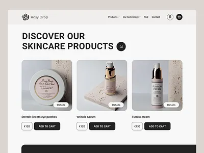 Home Page for Rosy Drop Cosmetics black cosmetic design gray pink rosydrop style ui ux uxui web webdesign website