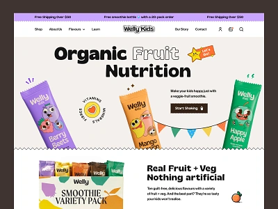 Kids Smoothie Website design breakfast drink farzan fitness flavour food fruit homepage juice kids food landing page landingpage smoothie smoothies vegan web design web site webdesign website website design