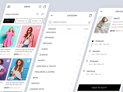 E-commerce App List & Item Details and Product List Screen branding color graphic design illustration landing page design logo mobile app product details product list search shopping app ui ux website