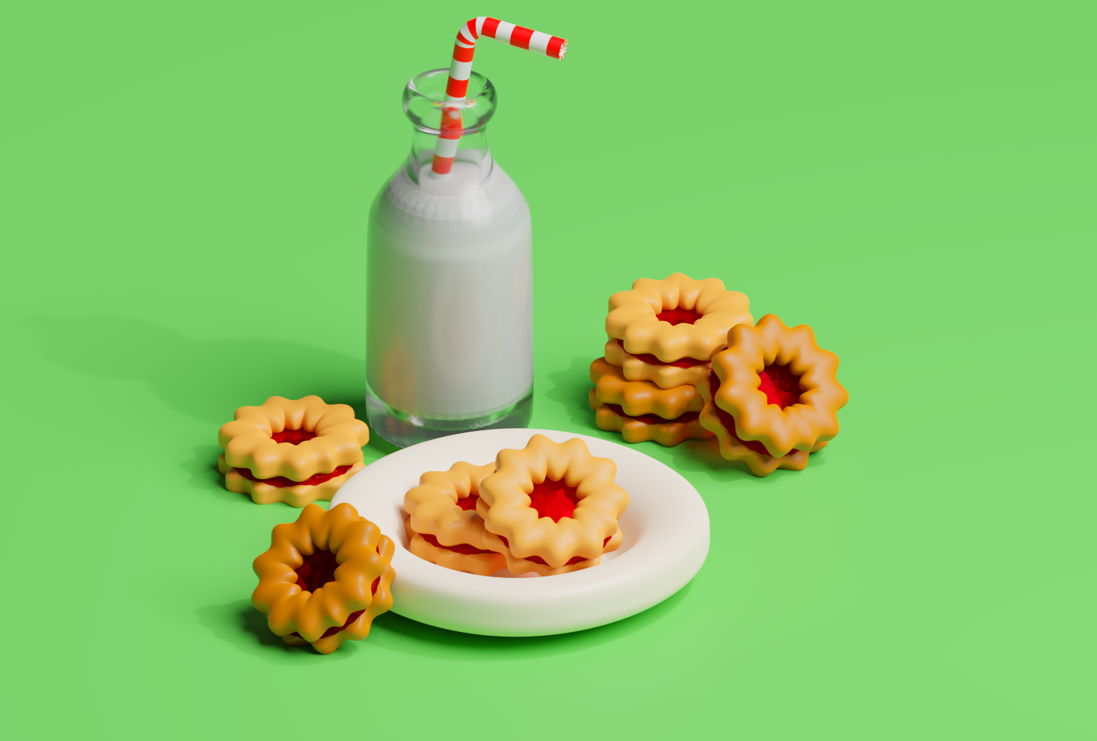cookie and milk 3d design by Dorsa hashemi on Dribbble