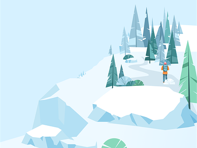 Journey adventure character character illustration explore fitness forest graphic design health health app hike illustration journey mountain nature simple illustration snow snow mountains sport