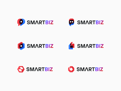 SMARTBIZ Logo Design biz blue branding logo red software tech