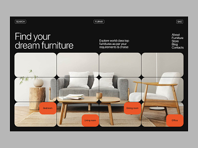 Furnix — e-commerce furniture store clear dark mode decor design e commerce furniture homepage interior design landingpage light mode minimal scandi shop store swiss style ui ux web web design webdesign