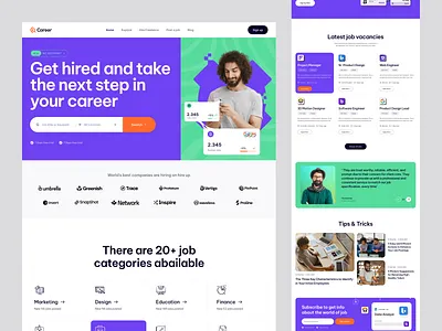 Career - Job Board Landing Page design home page homepage job board job board web landing page ui ui design uihut web web design web design ui web flow web resourse webdesign webflow webflow designer webflow expert website website design