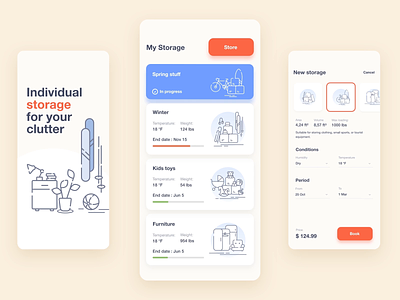 Storage Rent Mobile App application design interface mobile startup ui ux