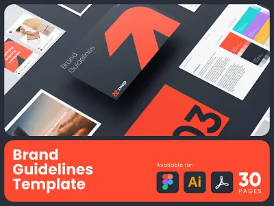 Brand Guidelines Template abstract arrow brand brand book brand guidelines branding design figma guideline book gumroad identity logo logo design logotype mark symbol template typeface typography