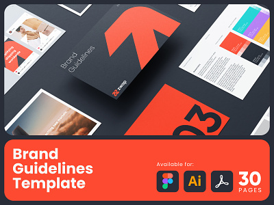 Brand Guidelines Template abstract arrow brand brand book brand guidelines branding design figma guideline book gumroad identity logo logo design logotype mark symbol template typeface typography