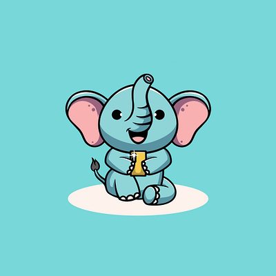 Cute Baby Elephant Selfie cute design flat designs flat safari graphic design icon illustration ui