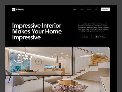 Interior Website Design - Landing Page app black dark design interior design landing page minimal trendy ui user interface web design
