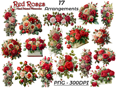 Red Roses Watercolor Collection arrangements photoshop red roses red roses arrangements watercolor