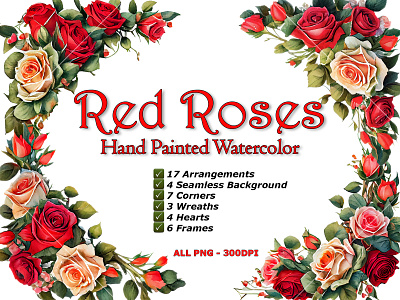 Red Roses Watercolor Collection red roses red roses watercolor red roses watercolor collection watercolor