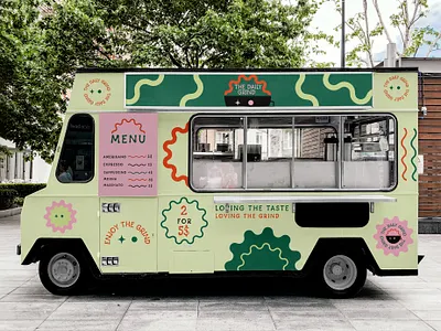 The Daily Grind brand branding coffee colorful design graphic design illustration logo typography