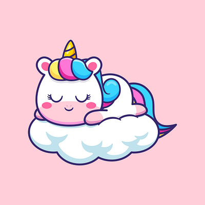 SLEEPY UNICORN ILLUSTRATION 3d animal animation art artwork availableforwork branding design follow foryou games graphic design hireme illustration logo motion graphics ui vector