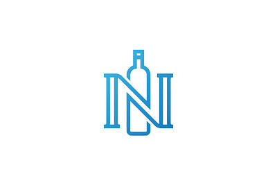 Letter N Bottle Logo app bar bottle branding drinks icon letter n logo monogram monoline n logo vector wine