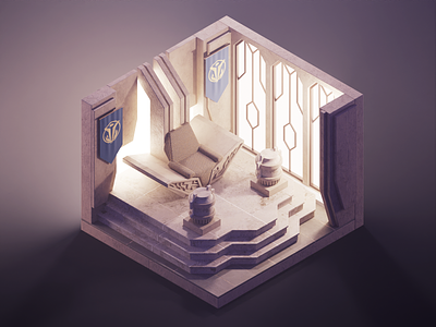 Mandalorian Castle 3d blender castle diorama illustration interior isometric lowpoly mandalorian render room star wars