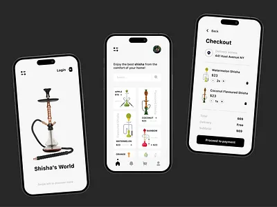Shisha's World (Mobile App Design) 💨📱🚚 app design app designer availableforwork branding design designer figma fiverr freelancer freelancing mobile app ui ui design ux ux design