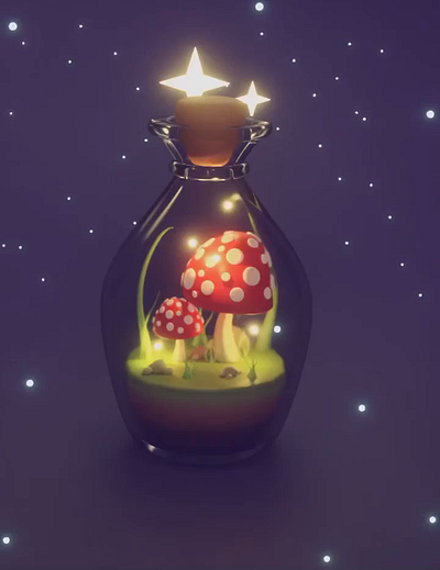 Glowing mushrooms 3D animation 3d animation