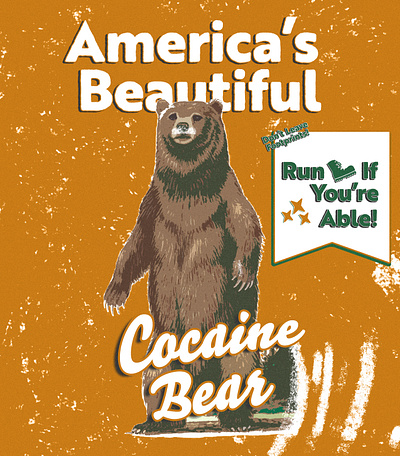 Cocaine Bear National Parks Poster bear cocaine bear design graphic design illustration national parks poster vintage