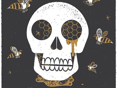 Just Like Honey adobe illustrator bees editorial editorial illustration gold honey illustration skull texture vector