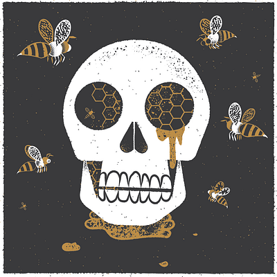 Just Like Honey adobe illustrator bees editorial editorial illustration gold honey illustration skull texture vector