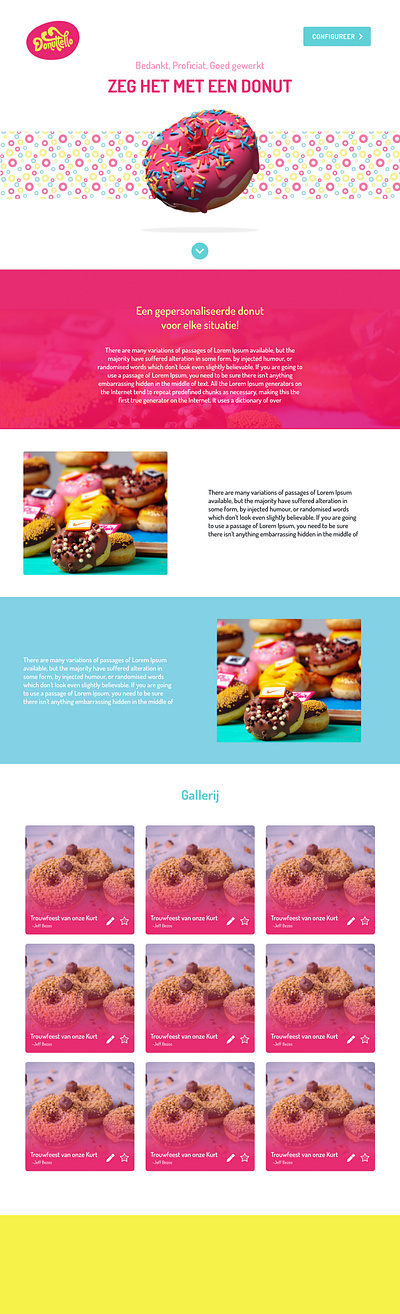 Donut business configurator home screen 3d branding website
