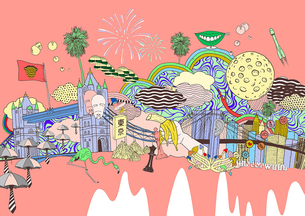 Plastic Dreams collage flamingo illustration la london music illustration plastic psychedelic